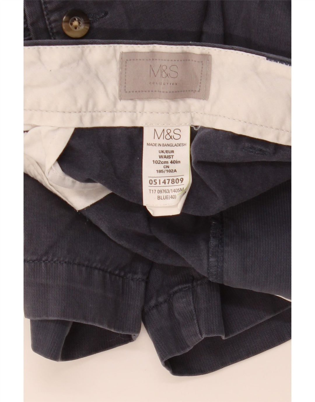 MARKS & SPENCER Pantaloncini chino da uomo W40 XL in cotone blu