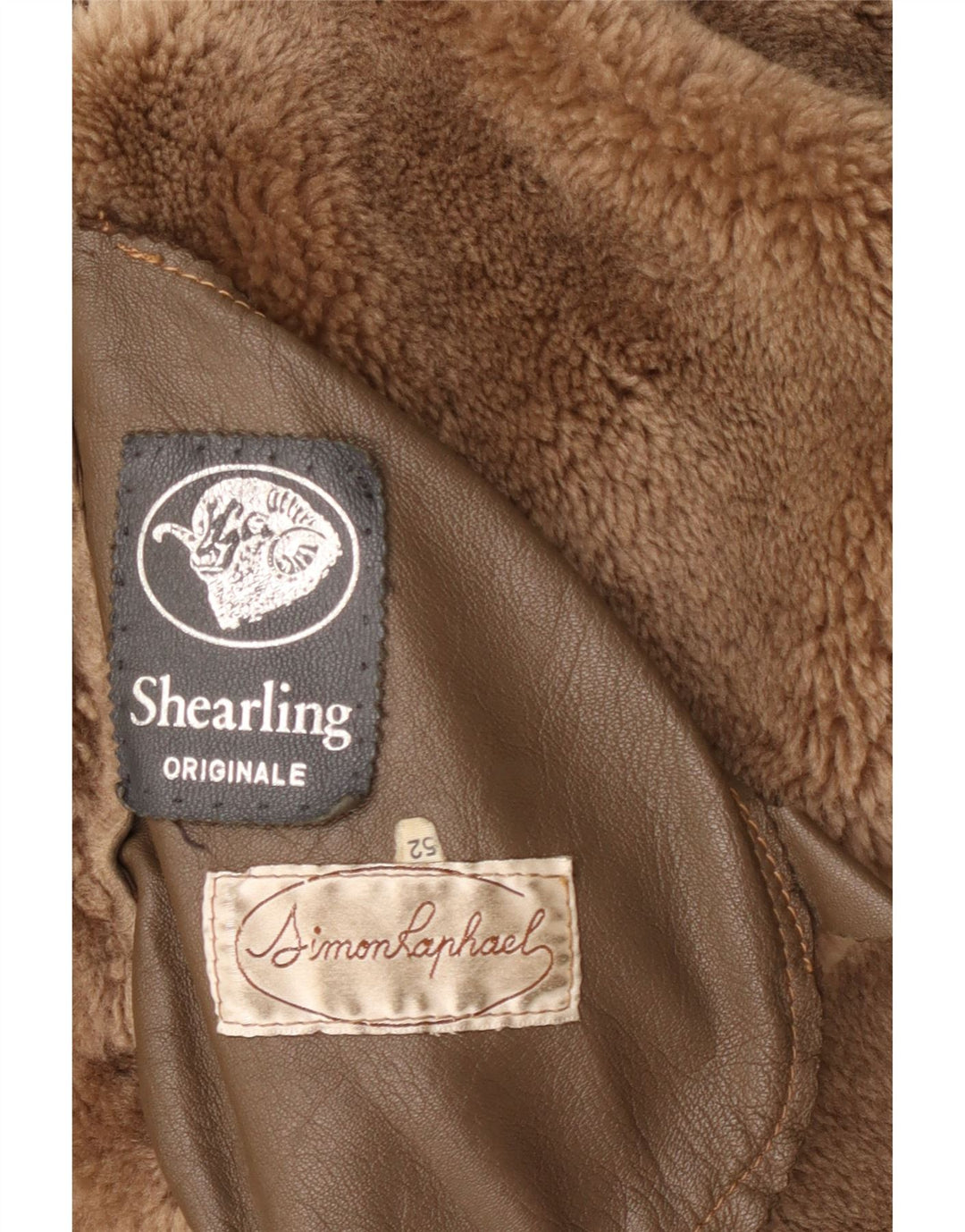 Giacca vintage in montone da uomo IT 52 XL Shearling beige