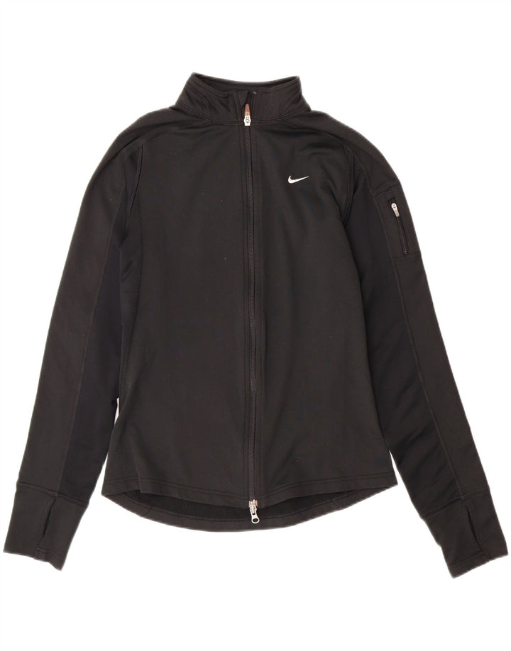NIKE Womens Fit Dry Tracksuit Top Jacket US 8/10 Medium Black Polyester Vintage Nike and Second-Hand Nike from Messina Hembry 