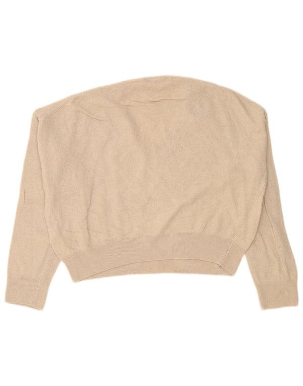 Maglione corto oversize con scollo a V da donna Zara UK 10 piccolo in viscosa beige