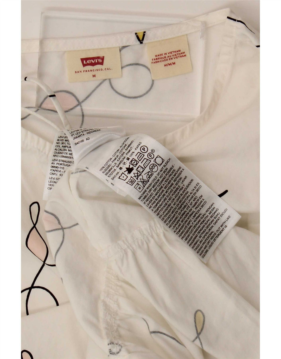 Levi's Abito da tenda oversize con motivo astratto da donna UK 14 Bianco medio