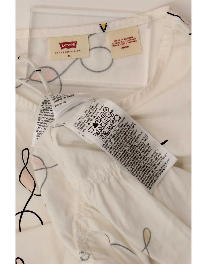 Levi's Abito da tenda oversize con motivo astratto da donna UK 14 Bianco medio