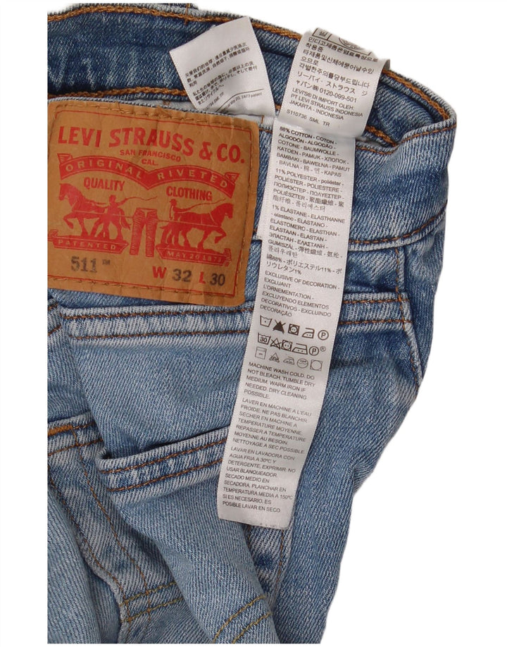 Levi's Uomo 511 Slim Jeans W32 L30 Cotone Blu