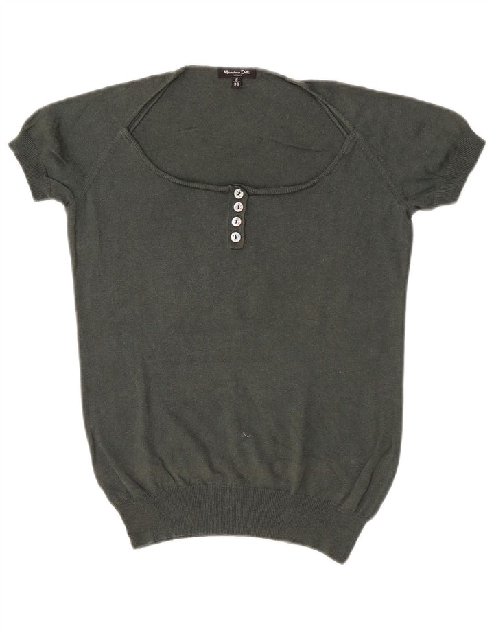 Massimo Dutti Maglione da donna con scollo a barchetta UK 10 Small Khaki