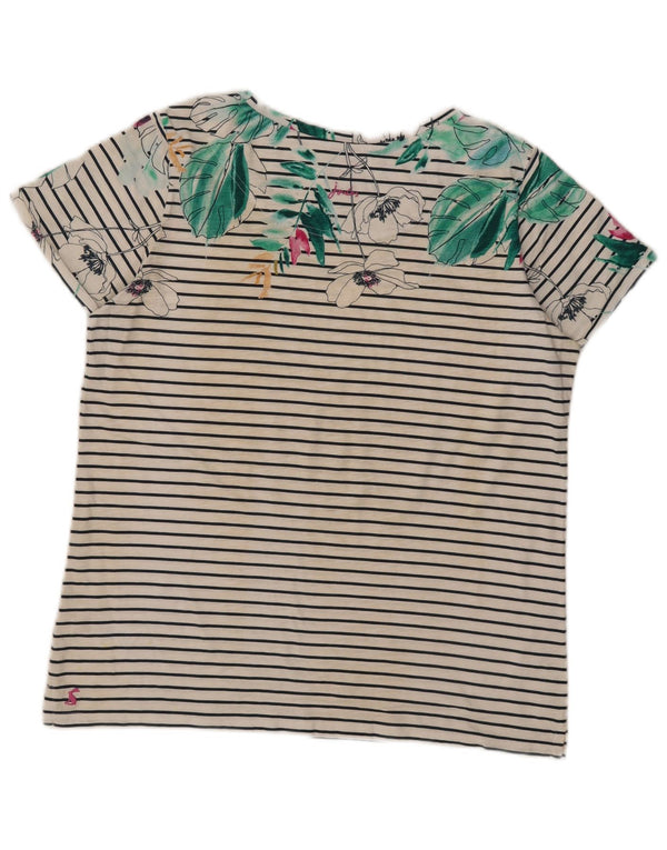 Joules T-shirt grafica da donna Top UK 14 Large White Striped