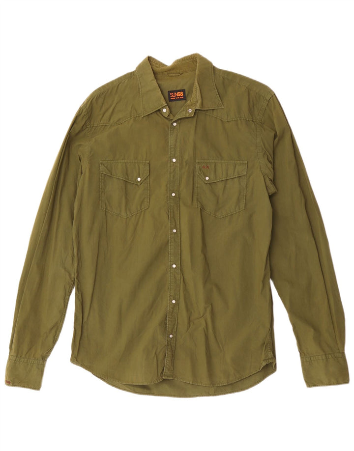 Camicia da uomo Sun68 grande in cotone verde