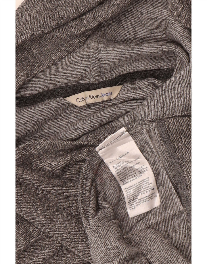 CALVIN KLEIN JEANS Maglia con cappuccio da donna UK 14 Cotone screziato grigio medio