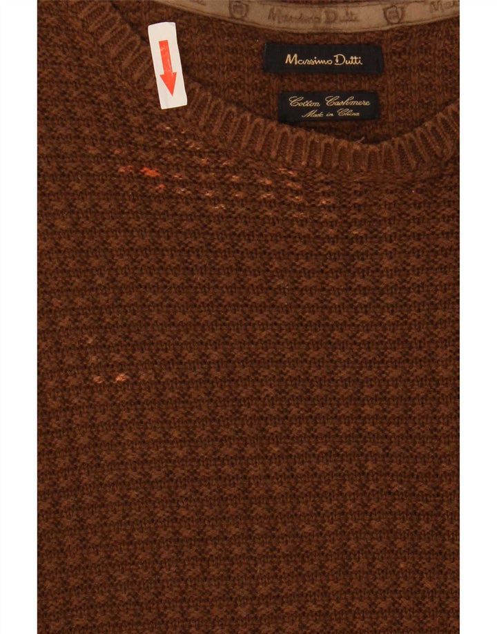 Maglione maglione girocollo da uomo Massimo Dutti XL in cotone marrone