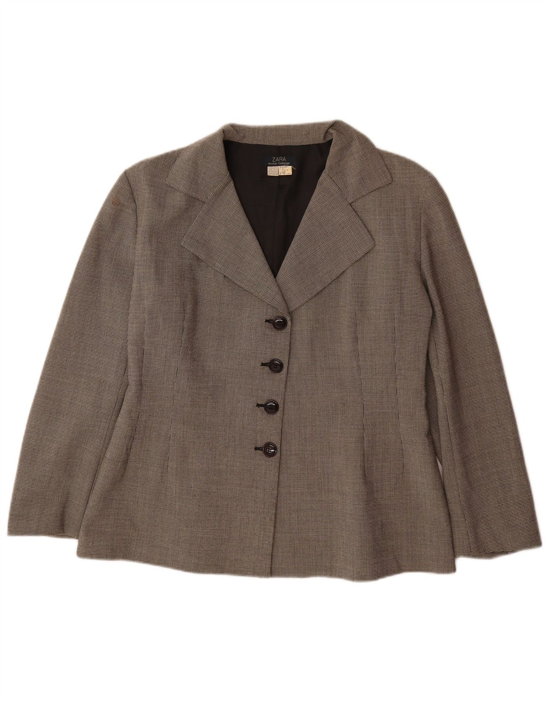 Giacca blazer a 4 bottoni da donna Zara EU 42 grande poliestere grigio pied de poule
