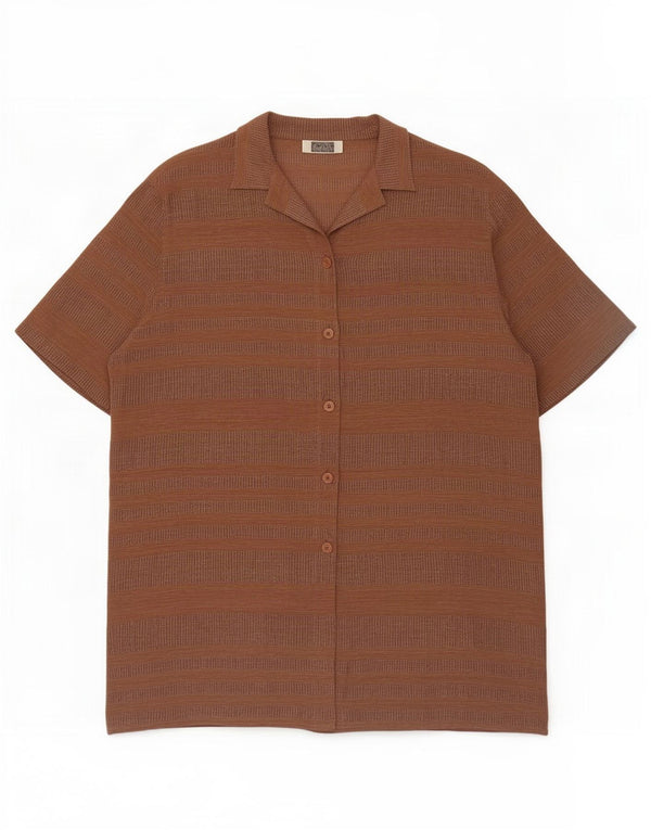 Camicia a maniche corte da donna Perte by Krizia UK 16 Large Brown Striped