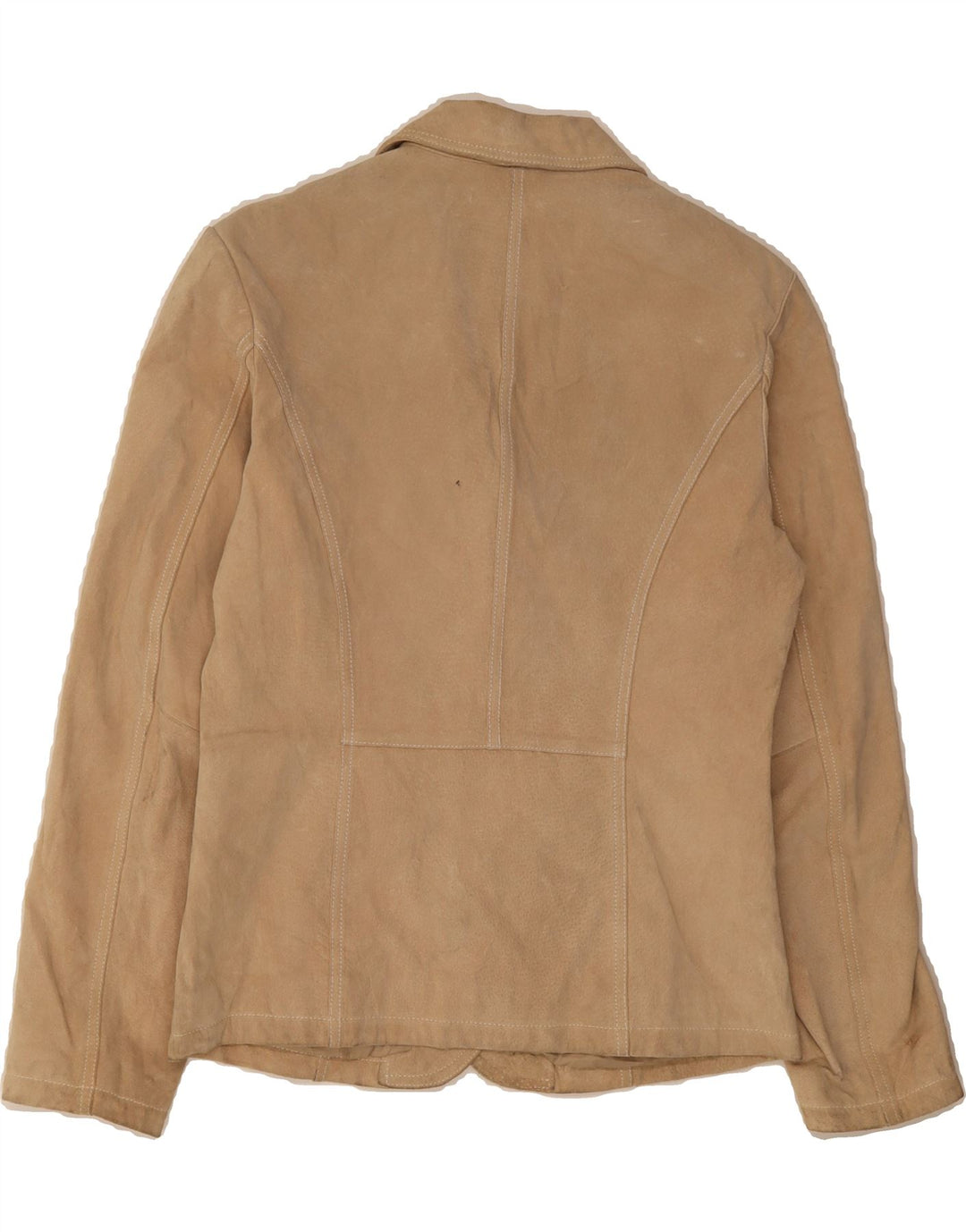 AUTHENTIC Womens Suede 2 Button Blazer Jacket UK 10 Small Beige Leather Vintage Authentic and Second-Hand Authentic from Messina Hembry 