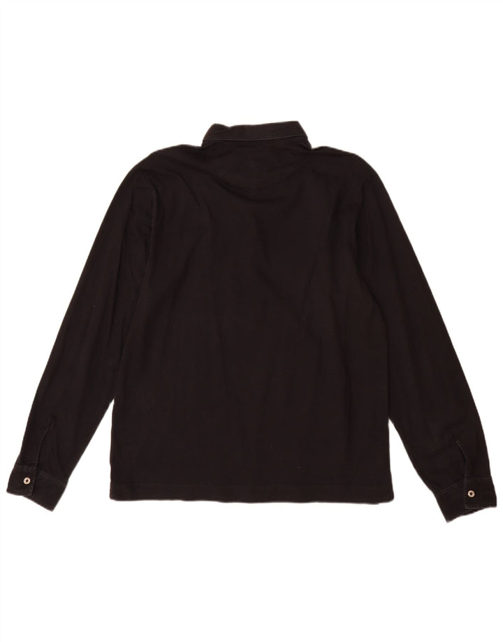 Polo da uomo a maniche lunghe Massimo Dutti grande in cotone nero