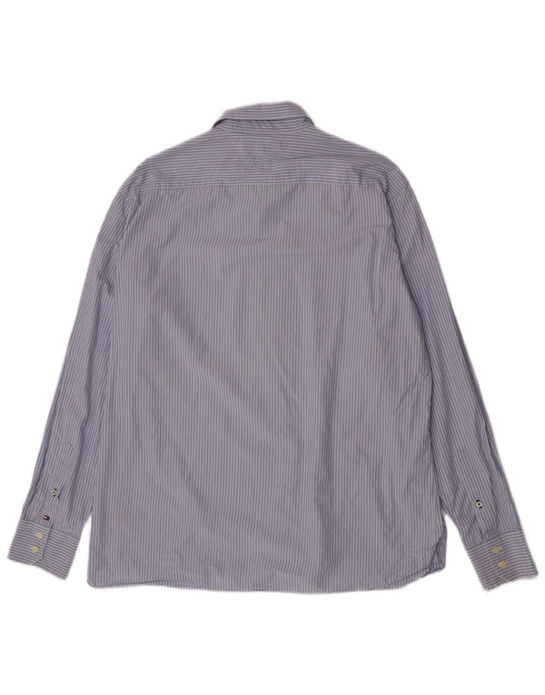 Camicia da uomo Regular Fit Tommy Hilfiger XL in cotone a righe blu