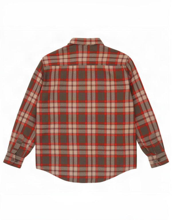 Camicia da uomo vintage in flanella da boscaiolo, grande acrilico a quadri rossi