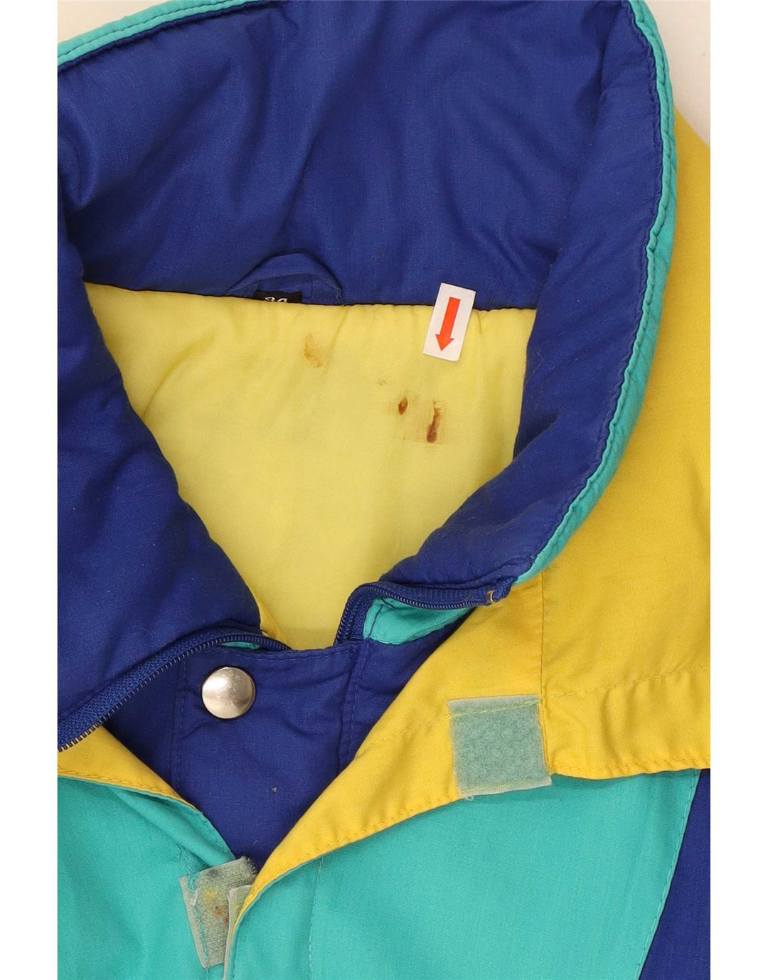 Giacca da sci vintage da uomo con cappuccio UK 38 Colorblock medio multicolore