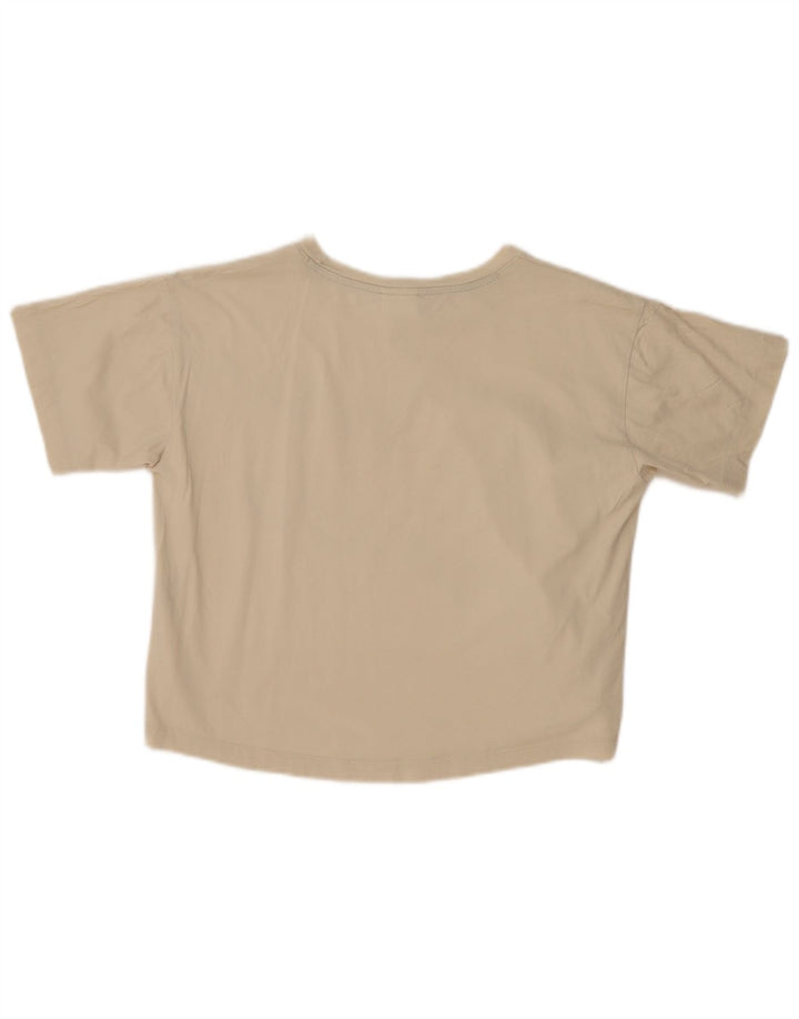 CHAMPION T-shirt grafica oversize corta da donna Top UK 10 Small Beige