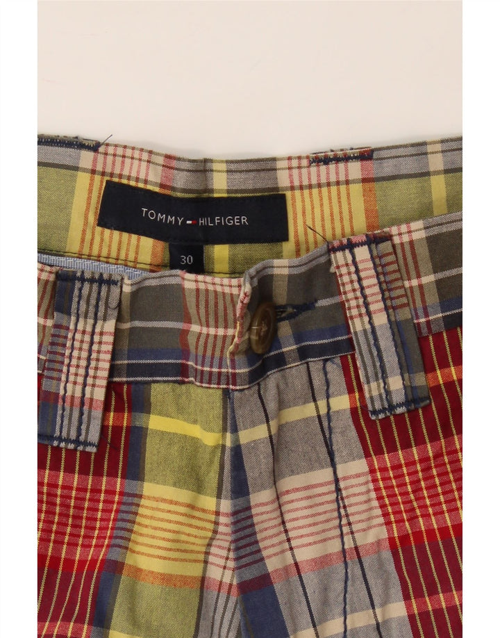 TOMMY HILFIGER Mens Chino Shorts W30 Medium Multicoloured Plaid Cotton Vintage Tommy Hilfiger and Second-Hand Tommy Hilfiger from Messina Hembry 