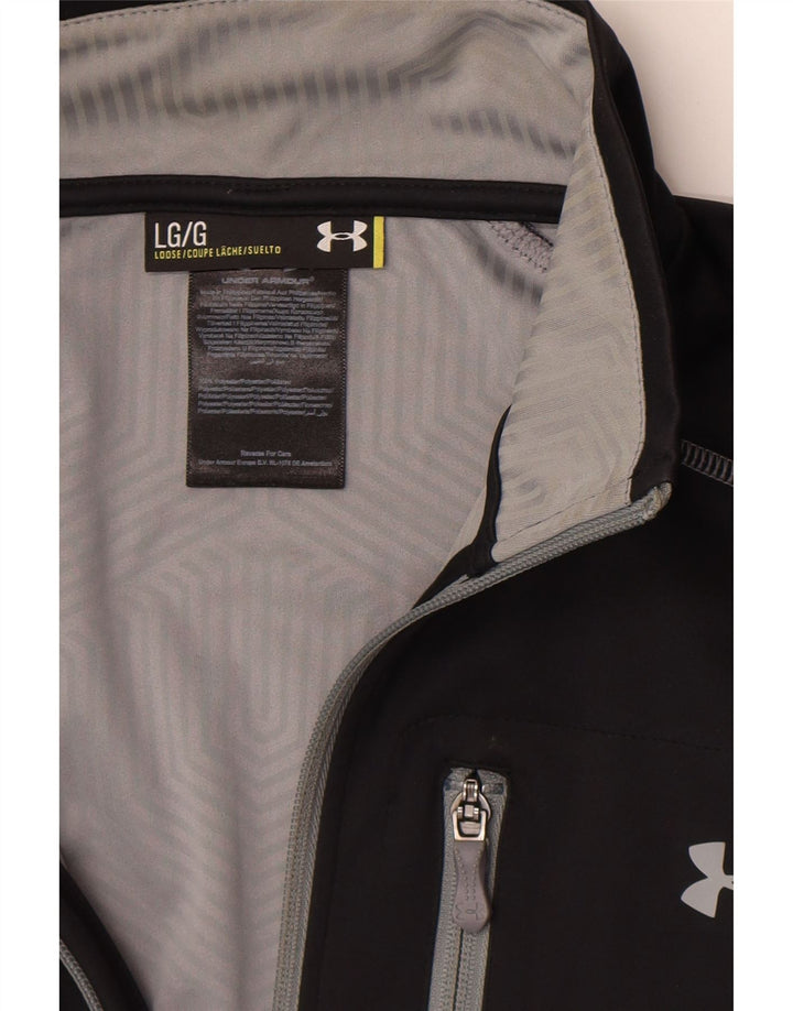 Under Armour Mens Zip Neck Pullover Tuta da ginnastica Top Large Nero Poliestere