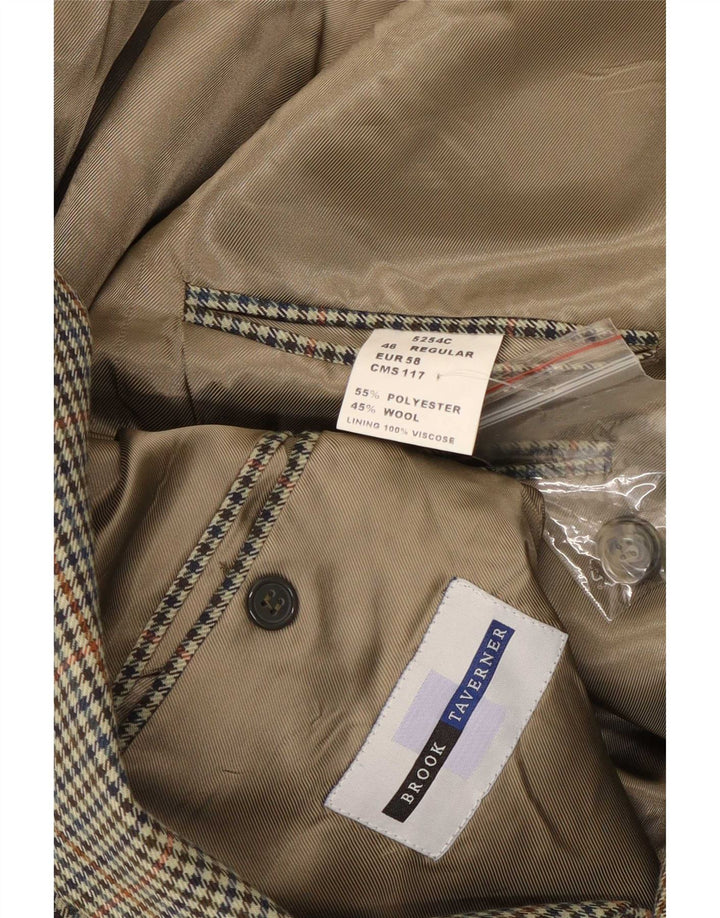 BROOK TAVERNER Giacca blazer da uomo a 2 bottoni UK 46 3XL pied de poule grigio