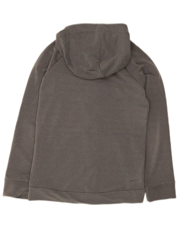 Felpa con cappuccio e zip Nike Dri Fit da donna UK 14 Large Grigio Poliestere
