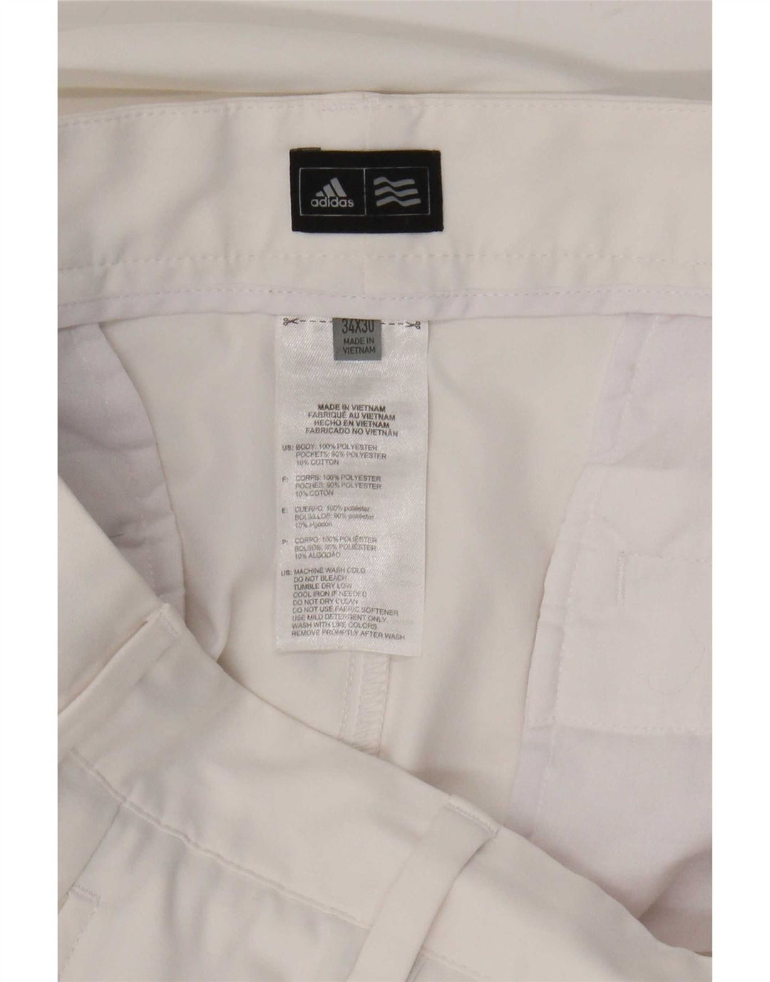 Pantaloni chino dritti da uomo Adidas W34 L30 poliestere bianco