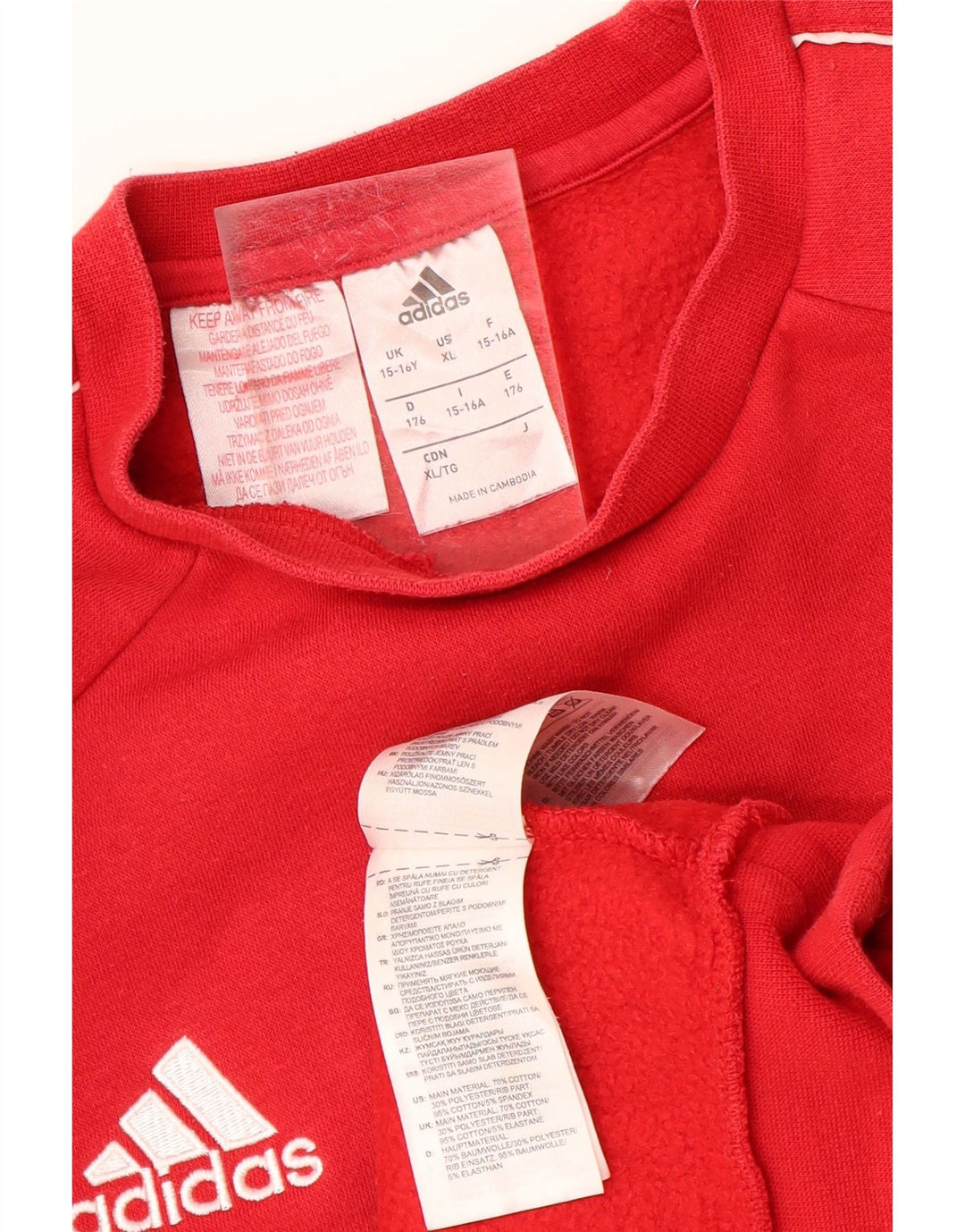Felpa ADIDAS Maglione Bambino 15-16 Anni Cotone Rosso