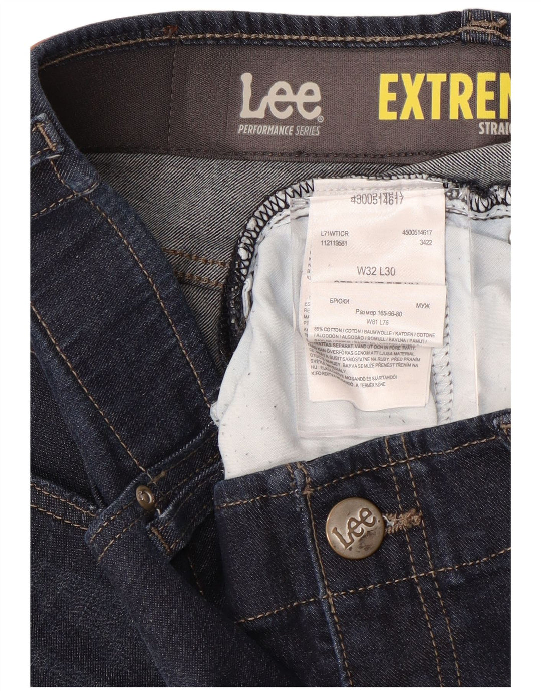 LEE Mens Straight Jeans W32 L30 Blue Cotton