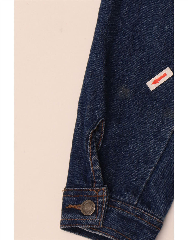 Giacca in denim vintage da donna corta UK 14 cotone blu medio