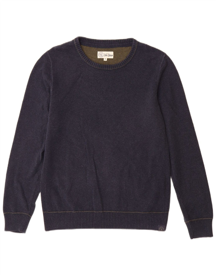 Maglione da uomo con scollo a barca Fat Face in cotone blu navy medio