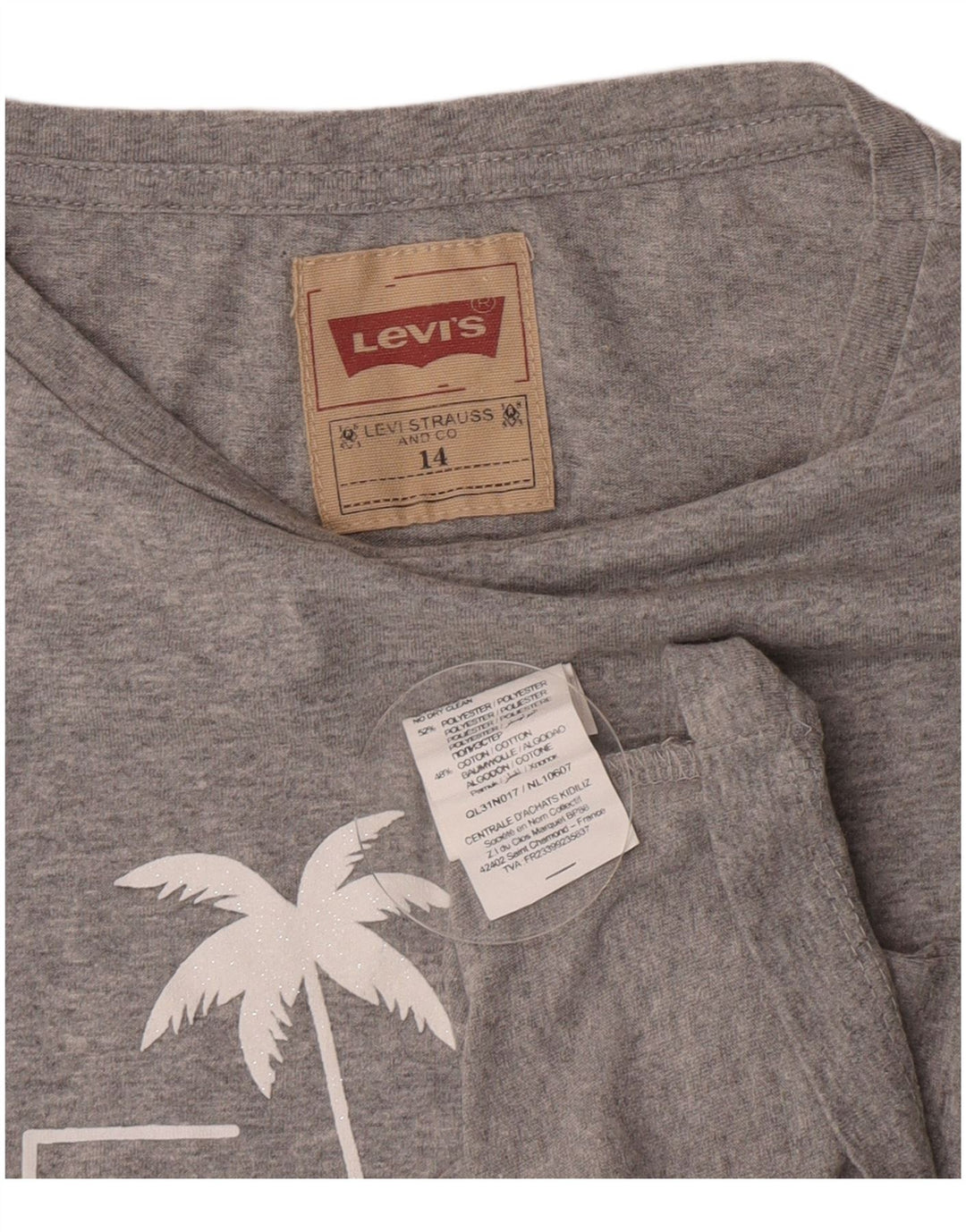 T-shirt grafica per ragazze Levi's 13-14 anni in poliestere grigio