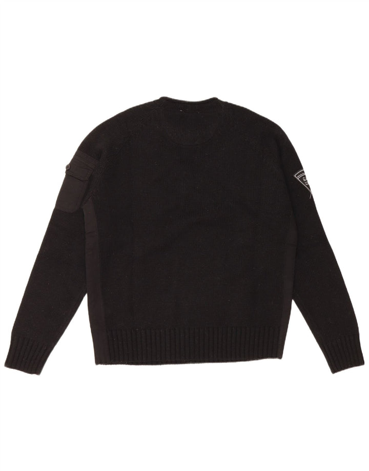 Maglione maglione girocollo da uomo Gas grande lana nera