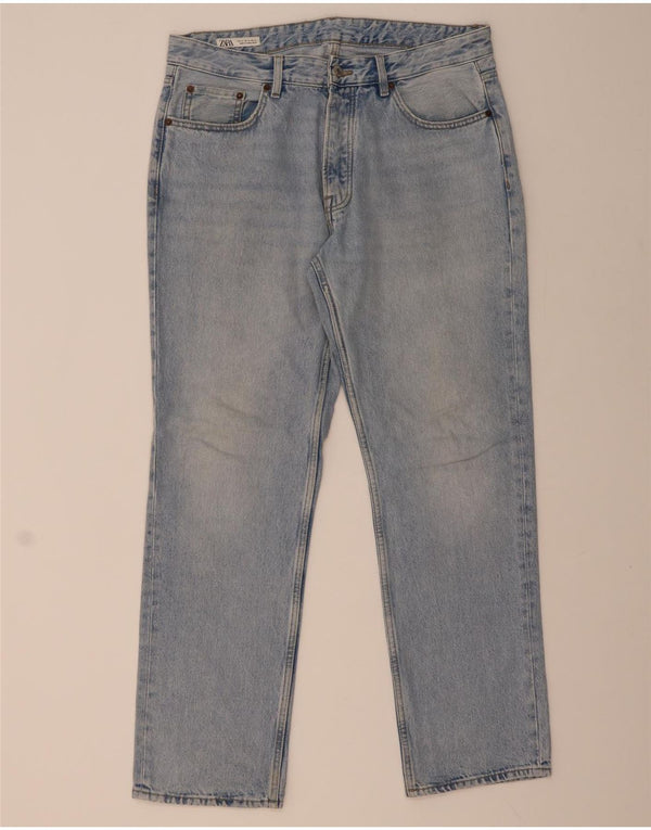 Jeans dritti da uomo ZARA EU 34 Large W34 L31 Cotone blu