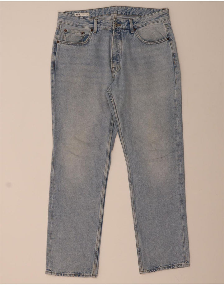 Jeans dritti da uomo ZARA EU 34 Large W34 L31 Cotone blu