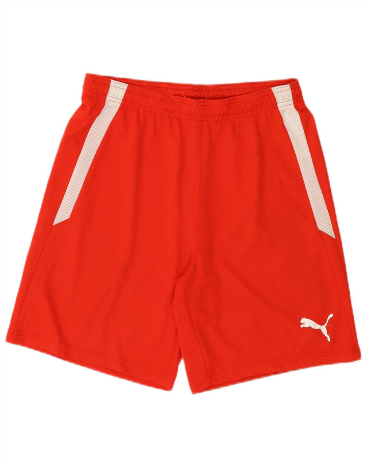 Pantaloncini sportivi da uomo Puma in poliestere color block rosso medio