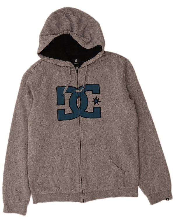 Felpa con cappuccio con zip grafica DC da uomo piccola in cotone grigio