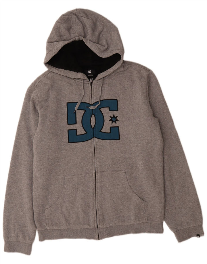Felpa con cappuccio con zip grafica DC da uomo piccola in cotone grigio