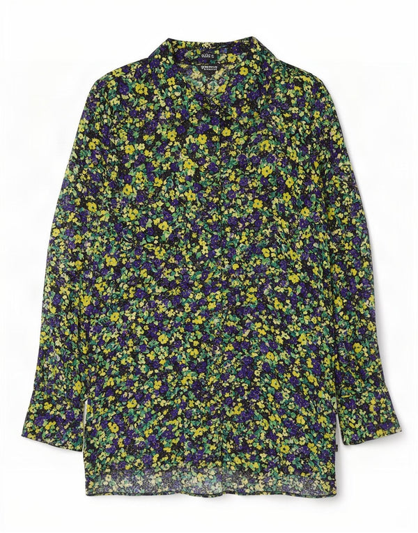 Camicia Zara da donna camicetta UK 10 piccola viscosa floreale multicolore