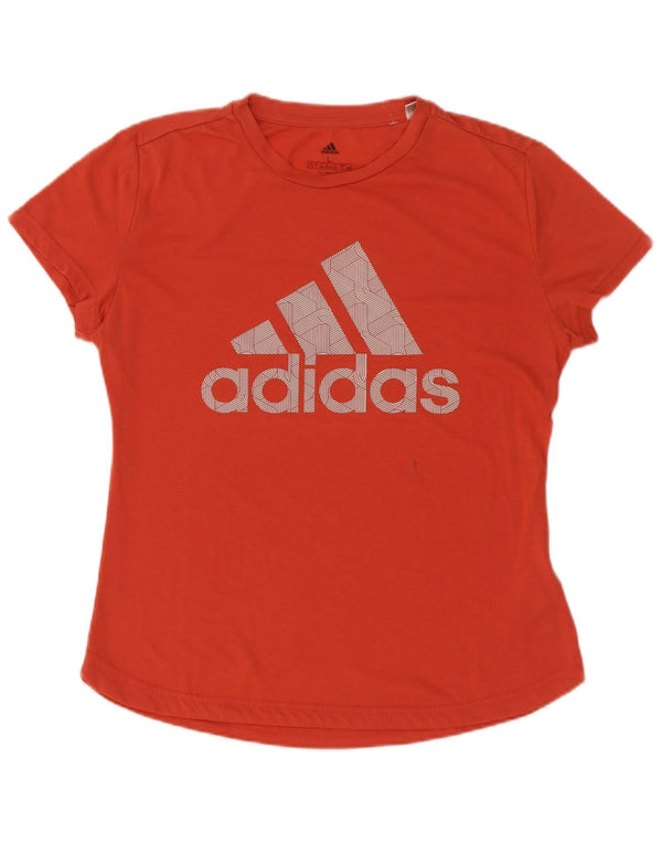 T-shirt grafica Adidas Climalite da donna UK 16/18 Large Arancione Poliestere