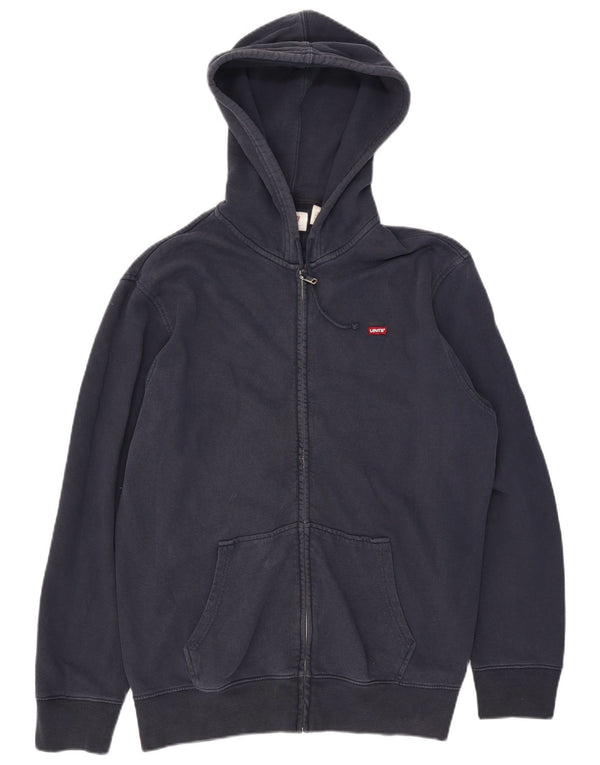 Maglione con cappuccio e zip da uomo Levi's XL in cotone blu navy