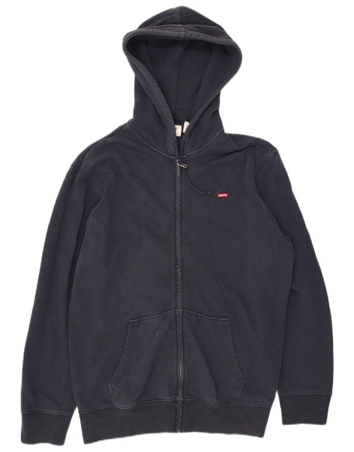Maglione con cappuccio e zip da uomo Levi's XL in cotone blu navy