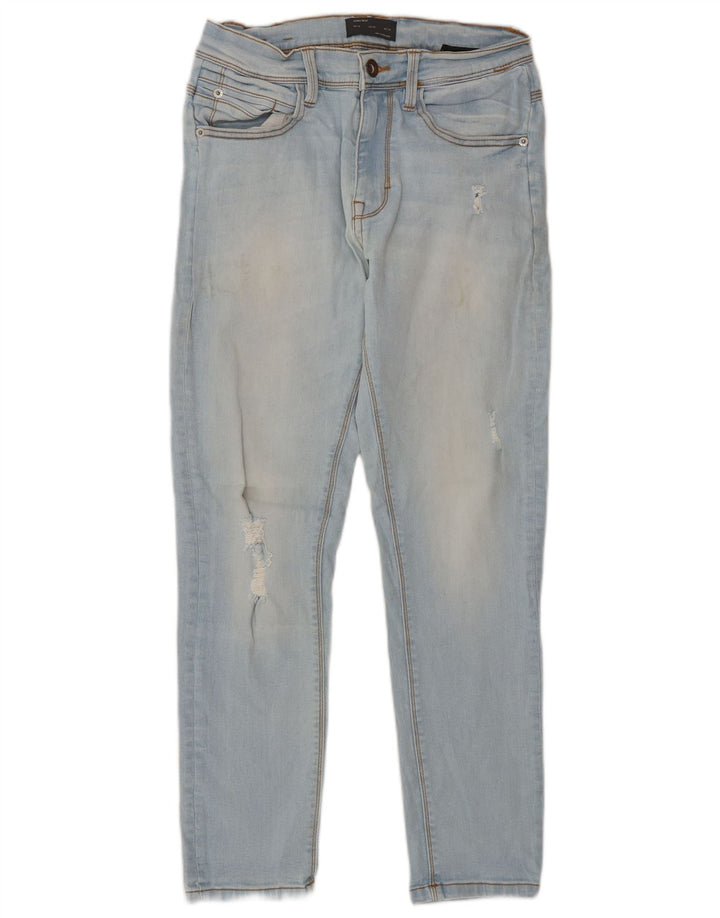 Jeans slim invecchiati da uomo Zara EU 38 Small W30 L27 cotone blu