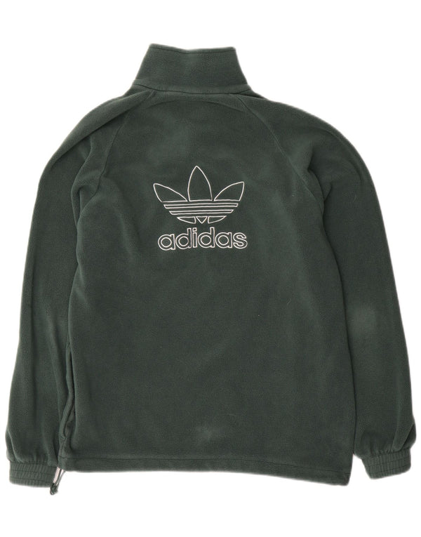 Maglione in pile Adidas da uomo con zip e collo piccolo in poliestere verde