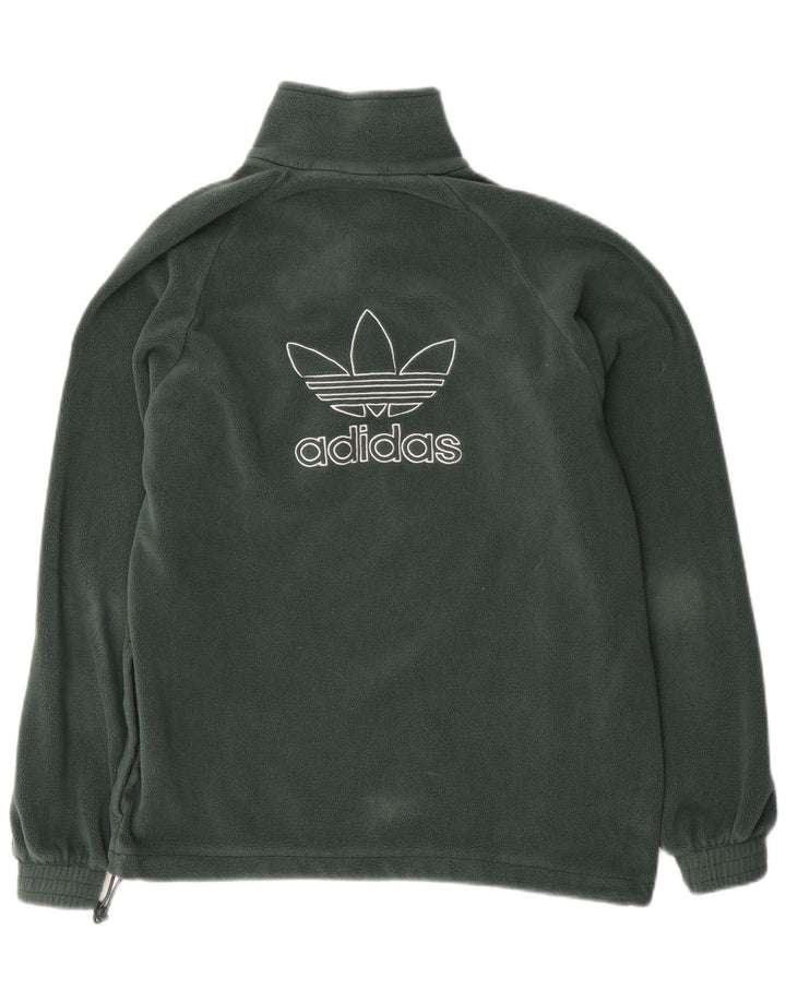 Maglione in pile Adidas da uomo con zip e collo piccolo in poliestere verde