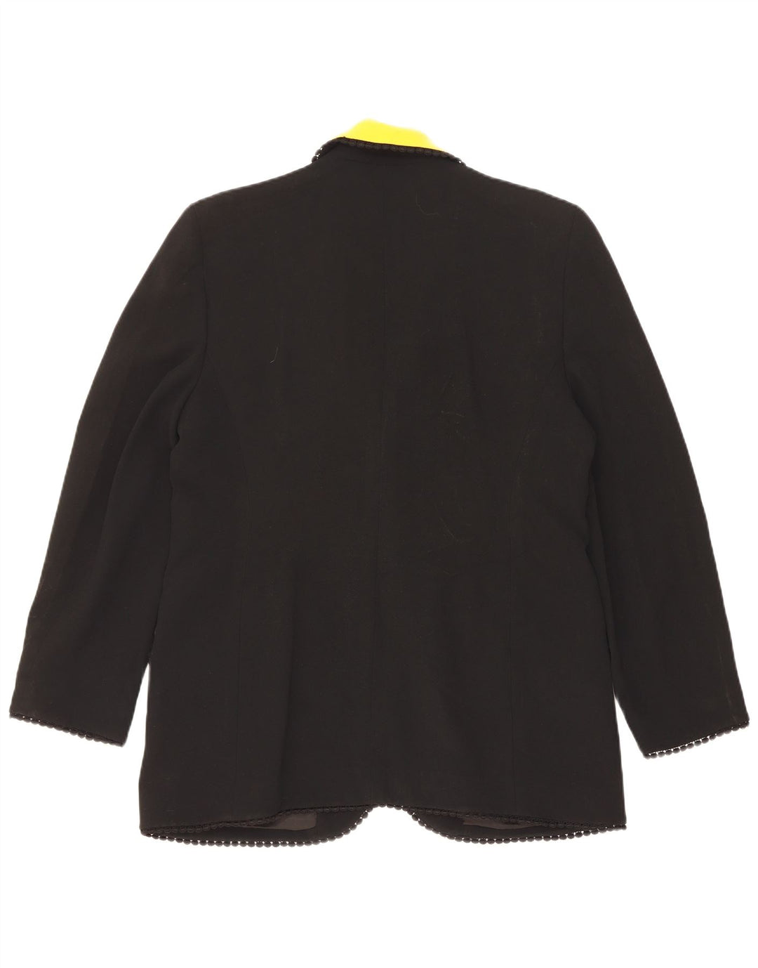 Giacca blazer vintage da donna a 1 bottone UK 14 grande acetato color block nero