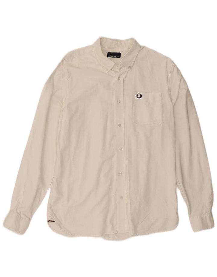 Camicia da uomo Fred Perry grande in cotone bianco
