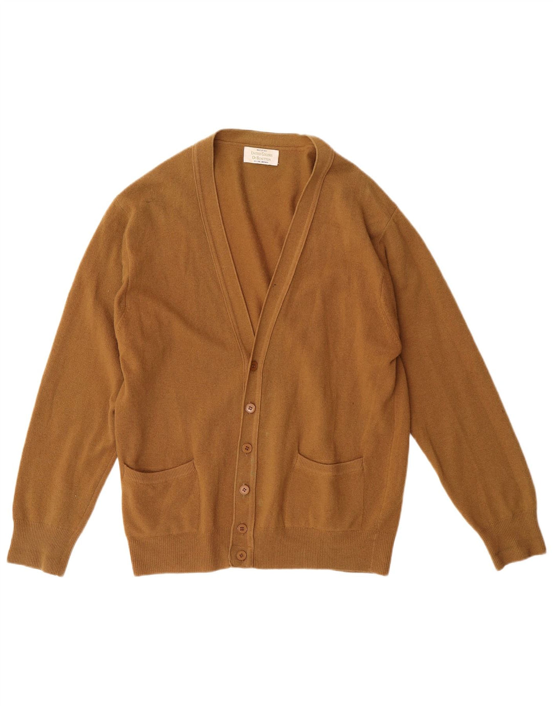 Maglione Cardigan Uomo BENETTON IT 48 Lana d'agnello Marrone Medio