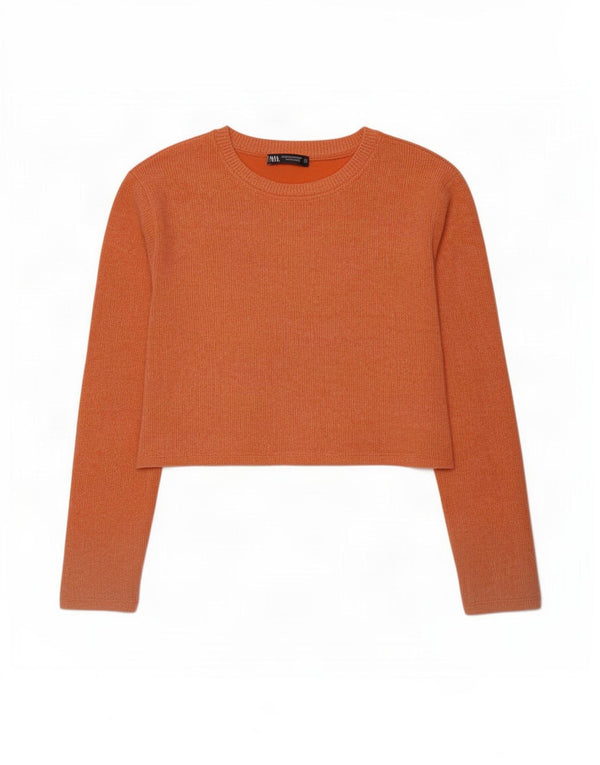 Top Zara da donna a maniche lunghe UK 14 poliestere arancione medio