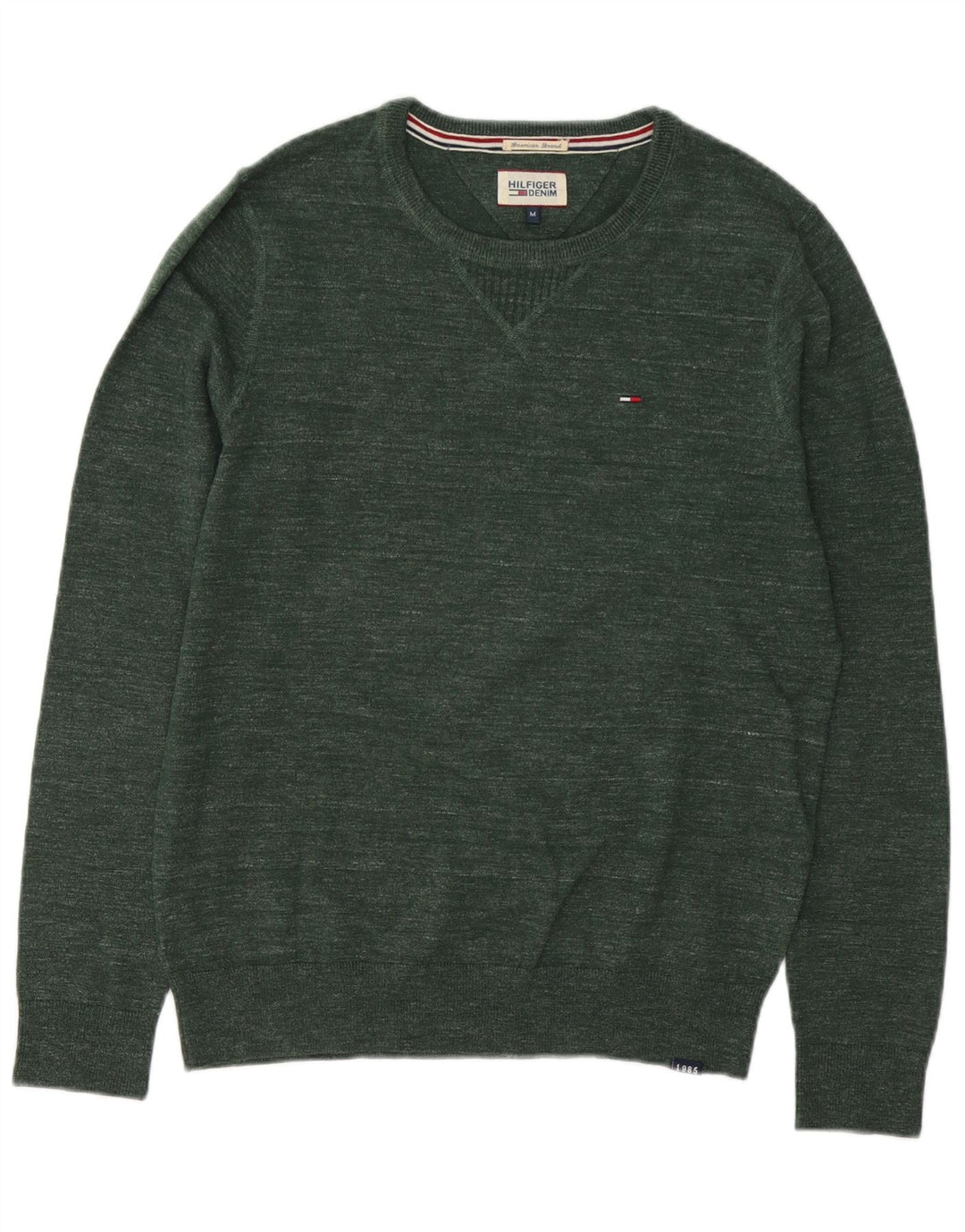 Maglione maglione girocollo da uomo Tommy Hilfiger in cotone screziato verde medio