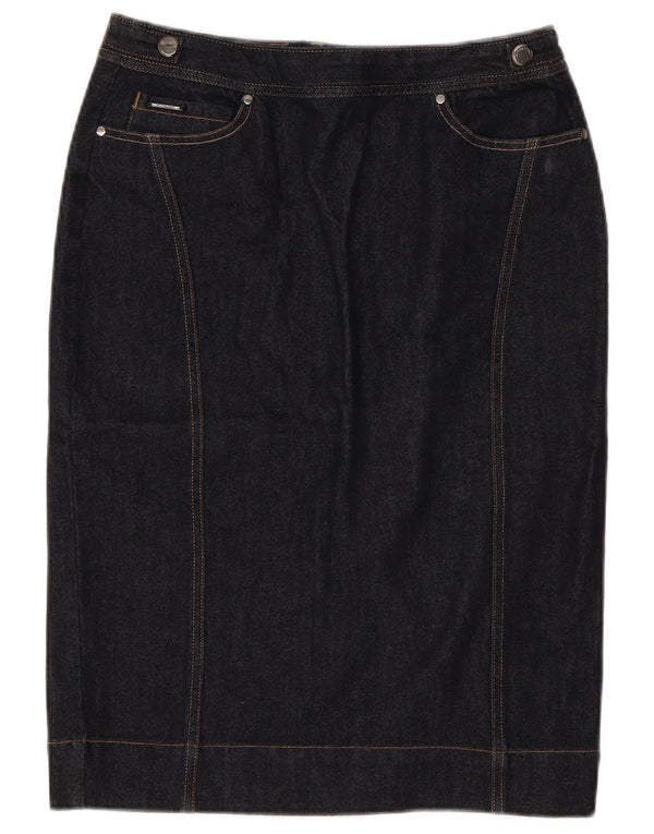 Gonna in denim da donna Marks & Spencer UK 12 media W30 cotone blu navy