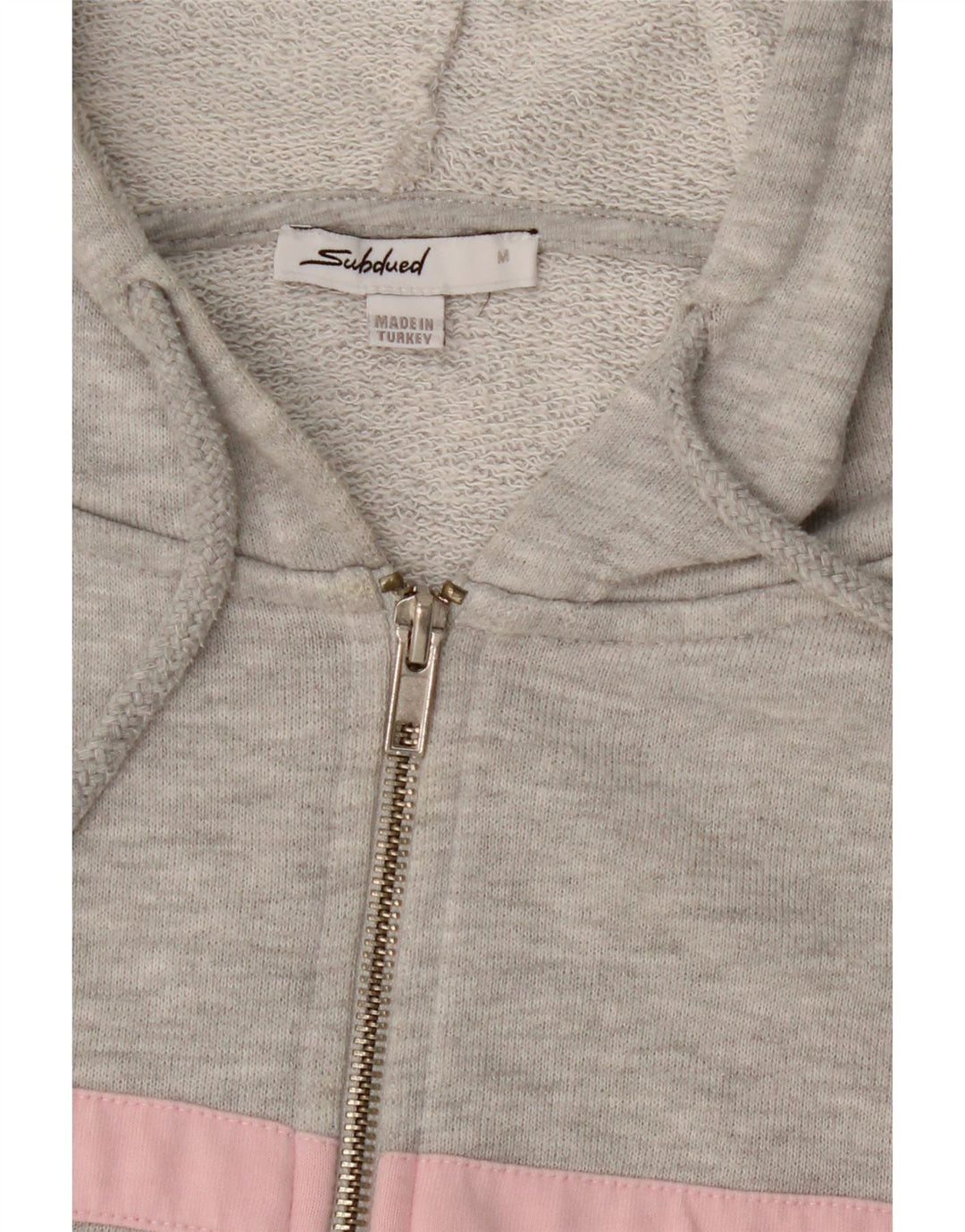 SUBDUED Womens Zip Hoodie Sweater UK 14 Medium Grey Colourblock Cotton Vintage Subdued and Second-Hand Subdued from Messina Hembry 
